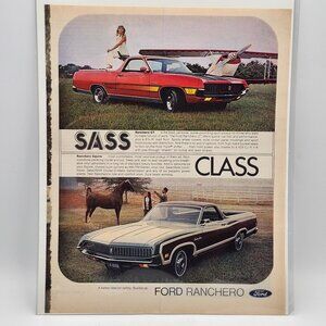 Vintage 1971 Ford Ranchero GT Squire Sass Class LIFE Magazine Ad Print